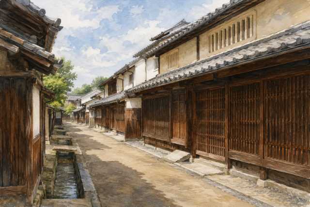 nara-imaicho-traditional-townscape-watercolor
