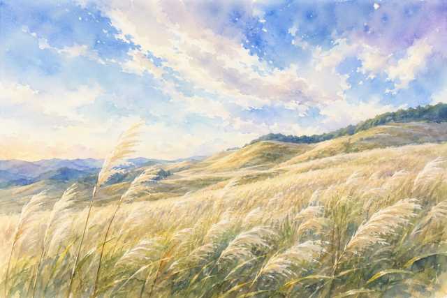 nara-soni-highland-susuki-grassland-watercolor