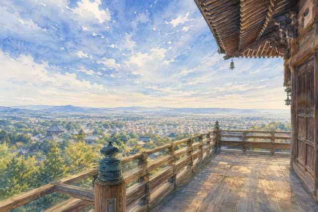 nara-temple-balcony-city-view-watercolor