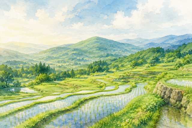 nara-terraced-rice-paddies-mountain-watercolor