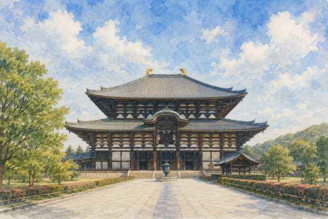 nara-todaiji-great-buddha-hall-watercolor